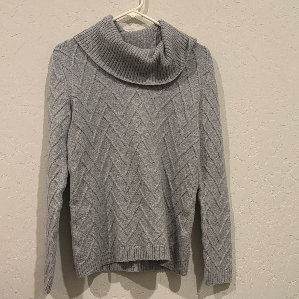 Calvin Klein Light Gray Chevron Turtleneck Sweater